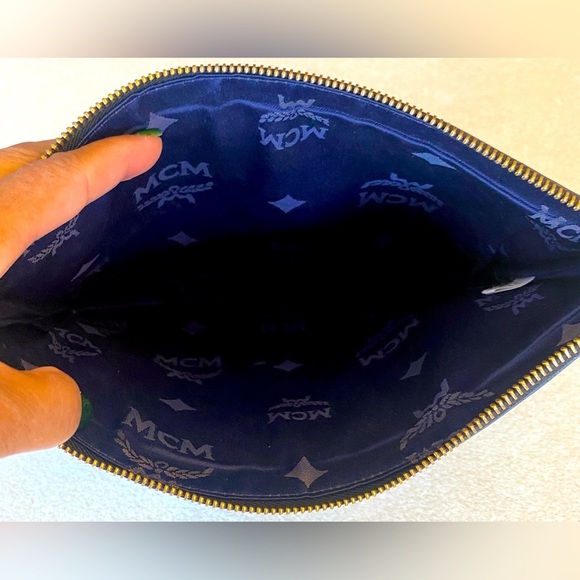 MCM Blue Visetos Zip Pouch, EUC - Picture 6 of 6